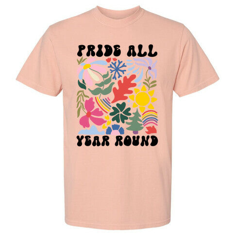 Pride All Year Round Abstract Florals Comfort Colors Heavyweight Tee
