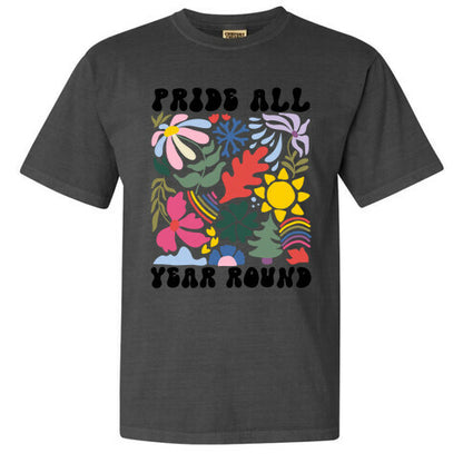 Pride All Year Round Abstract Florals Comfort Colors Heavyweight Tee