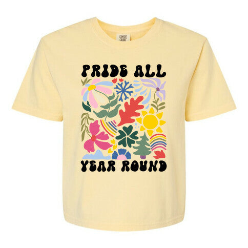 Pride All Year Round Abstract Florals Women's Comfort Colors Heavyweight Boxy Tee