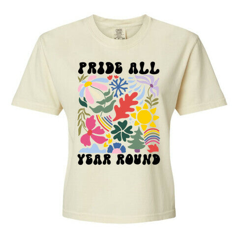 Pride All Year Round Abstract Florals Women's Comfort Colors Heavyweight Boxy Tee