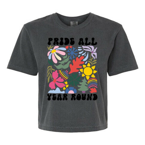 Pride All Year Round Abstract Florals Women's Comfort Colors Heavyweight Boxy Tee