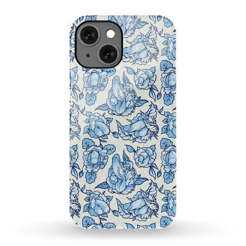 Floral Penis Pattern Blue Phone Case