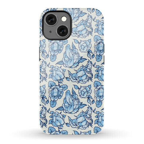 Floral Penis Pattern Blue Phone Case