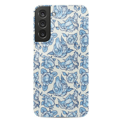 Floral Penis Pattern Blue Phone Case