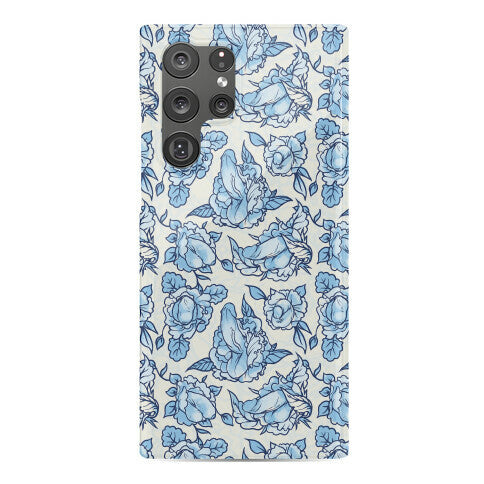 Floral Penis Pattern Blue Phone Case