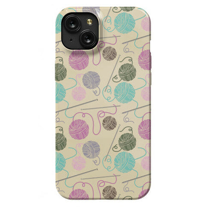 Yarn Balls and Knitting Needles Phone Case