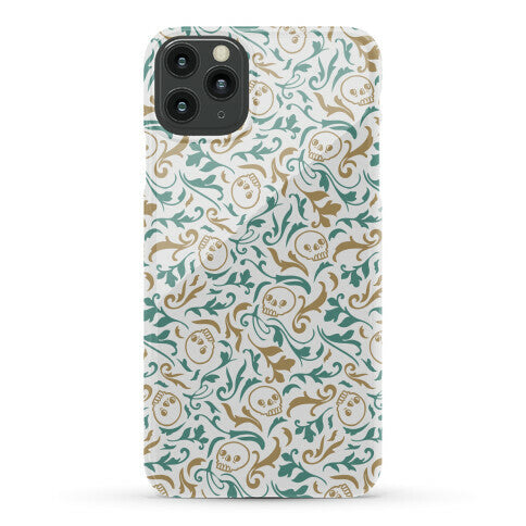 Filigree Flowers and Skulls Pattern Phone Case