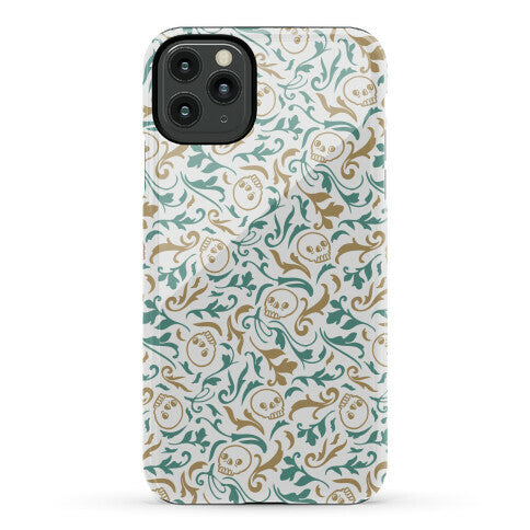 Filigree Flowers and Skulls Pattern Phone Case