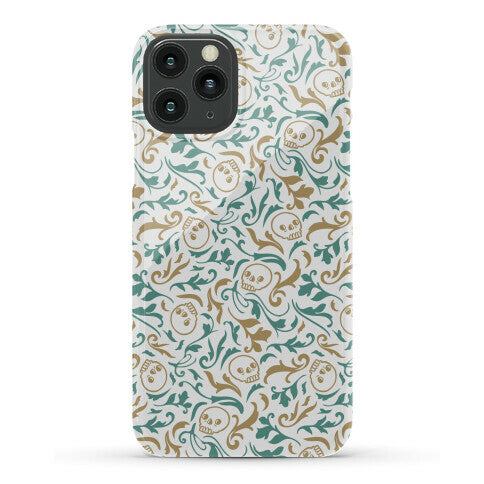 Filigree Flowers and Skulls Pattern Phone Case