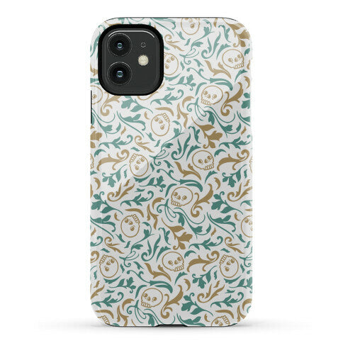 Filigree Flowers and Skulls Pattern Phone Case