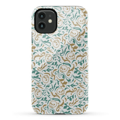 Filigree Flowers and Skulls Pattern Phone Case