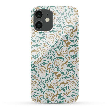 Filigree Flowers and Skulls Pattern Phone Case