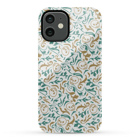 Filigree Flowers and Skulls Pattern Phone Case