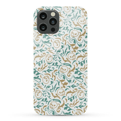 Filigree Flowers and Skulls Pattern Phone Case