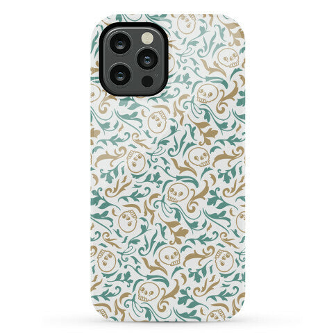 Filigree Flowers and Skulls Pattern Phone Case