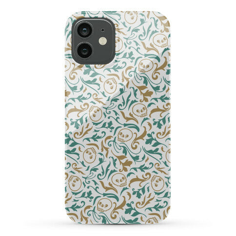 Filigree Flowers and Skulls Pattern Phone Case