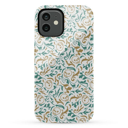 Filigree Flowers and Skulls Pattern Phone Case