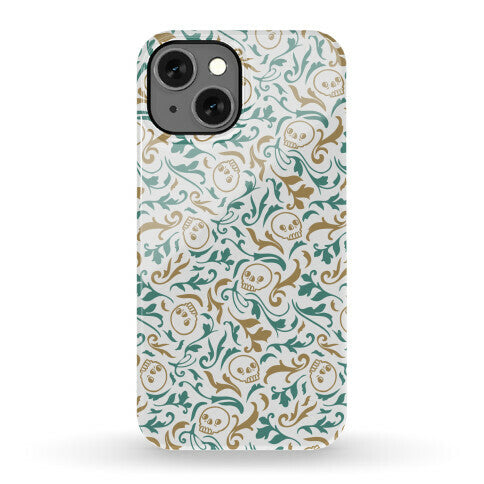 Filigree Flowers and Skulls Pattern Phone Case