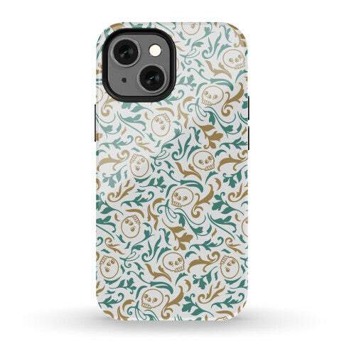 Filigree Flowers and Skulls Pattern Phone Case