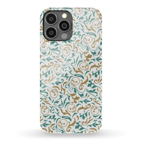 Filigree Flowers and Skulls Pattern Phone Case