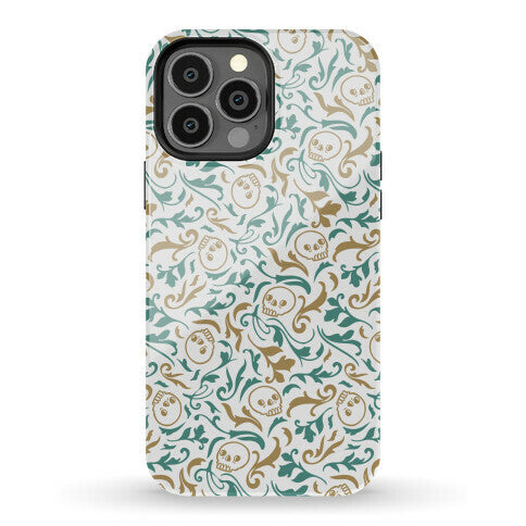 Filigree Flowers and Skulls Pattern Phone Case