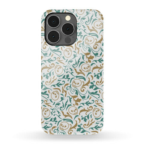 Filigree Flowers and Skulls Pattern Phone Case