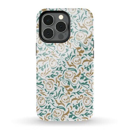 Filigree Flowers and Skulls Pattern Phone Case