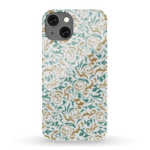 Filigree Flowers and Skulls Pattern Phone Case