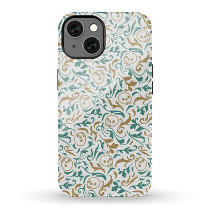 Filigree Flowers and Skulls Pattern Phone Case