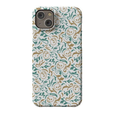 Filigree Flowers and Skulls Pattern Phone Case