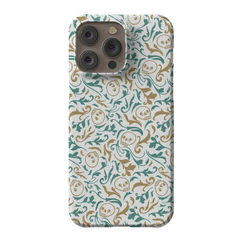 Filigree Flowers and Skulls Pattern Phone Case