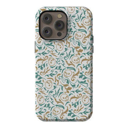 Filigree Flowers and Skulls Pattern Phone Case