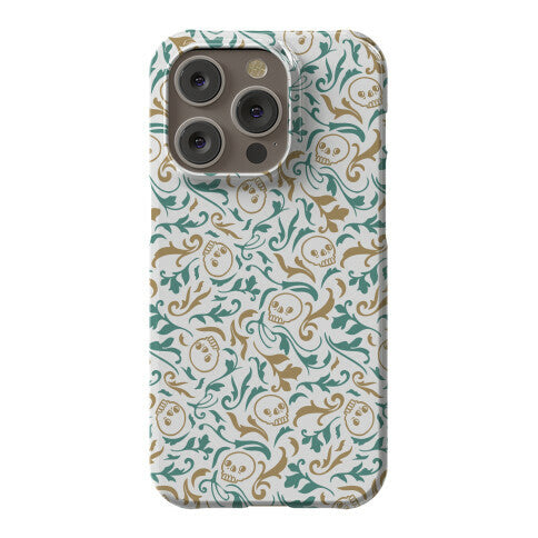 Filigree Flowers and Skulls Pattern Phone Case