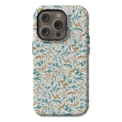 Filigree Flowers and Skulls Pattern Phone Case