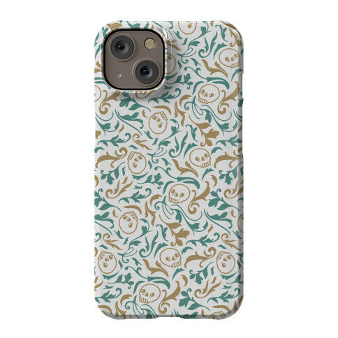 Filigree Flowers and Skulls Pattern Phone Case