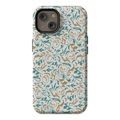 Filigree Flowers and Skulls Pattern Phone Case