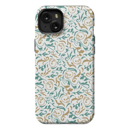 Filigree Flowers and Skulls Pattern Phone Case