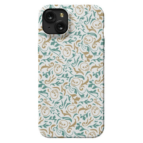 Filigree Flowers and Skulls Pattern Phone Case