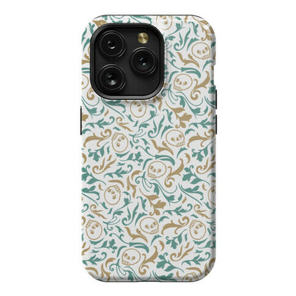 Filigree Flowers and Skulls Pattern Phone Case