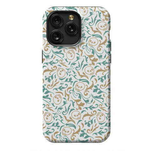 Filigree Flowers and Skulls Pattern Phone Case