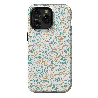 Filigree Flowers and Skulls Pattern Phone Case