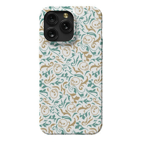 Filigree Flowers and Skulls Pattern Phone Case