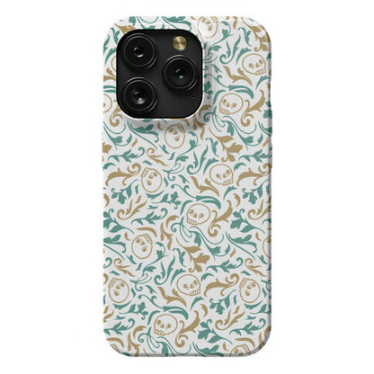 Filigree Flowers and Skulls Pattern Phone Case