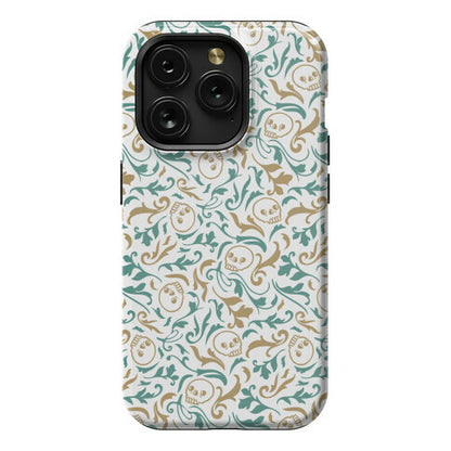 Filigree Flowers and Skulls Pattern Phone Case