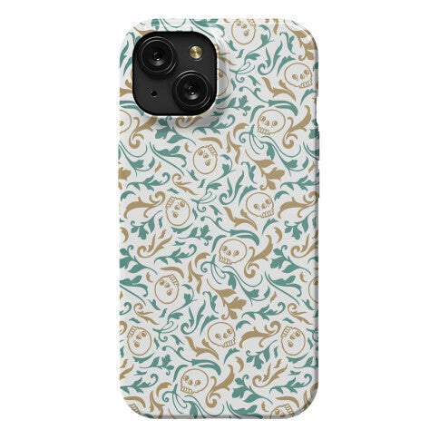 Filigree Flowers and Skulls Pattern Phone Case