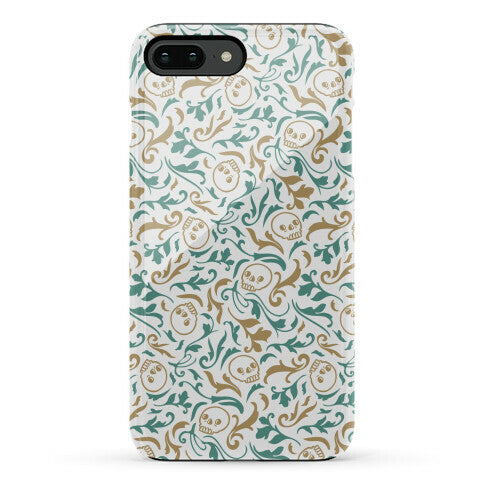 Filigree Flowers and Skulls Pattern Phone Case