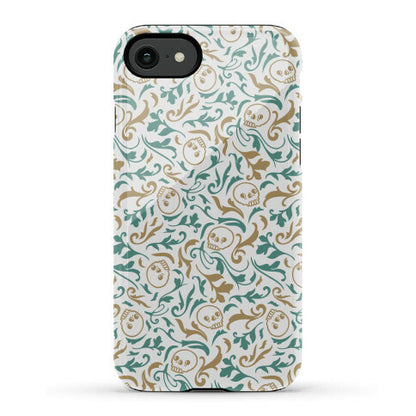 Filigree Flowers and Skulls Pattern Phone Case