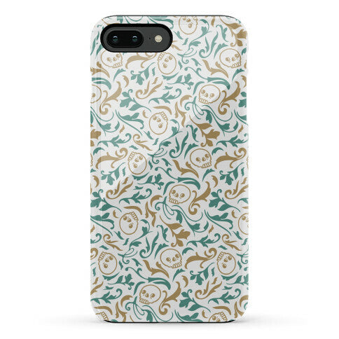 Filigree Flowers and Skulls Pattern Phone Case