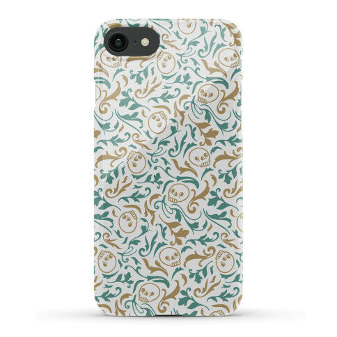 Filigree Flowers and Skulls Pattern Phone Case