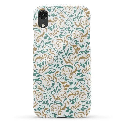 Filigree Flowers and Skulls Pattern Phone Case